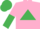 Silk - Pink, emerald green triangle, pink and emerald green halved sleeves, pink and emerald green halved cap