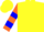 Silk - Yellow, orange cross-belts, blue bars on sleeves, yellow cap