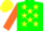 Silk - green, yellow stars, orange sleeves, yellow cap