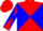 Silk - Red and blue diagonal quarters, 'ht'