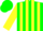 Silk - Green, yellow circled 'p', yellow stripes and cuffs on sleeves, green cap