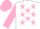 Silk - White, pink stars, pink sleeves and cap