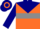 Silk - Orange, navy blue yoke, gray irregular hoop, navy blue sleeves