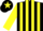 Silk - Black and yellow stripes, yellow sleeves, black cap, yellow star