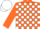 Silk - Orange and white blocks,orange sleeves, orange and white cap