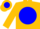 Silk - Gold, gold 'cv' in blue ball, blue band on gold slvs