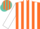 Silk - Orange, turquoise circled 'ag' , turquoise and white stripes down sleeves