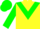 Silk - Yellow, green triangular panel, green sleeves, green cap, yellow visor