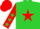 Silk - Lime green, red star, red sleeves, lime stars, red cap