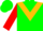 Silk - Green, gold triangular panel, red sleeves, green cap