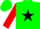 Silk - Green,black star,yellow bars on red sleeves