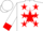 Silk - White, 'dr' on red star, red stars and cuffs