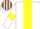 Silk - White, Yellow stripe, White sleeves, Yellow armlets, White and Brown striped cap