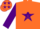 Silk - Orange, purple star & moon emblem, orange stars on purple sleeves