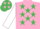 Silk - Pink, emerald green stars, white sleeves