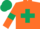 Silk - Orange body, dark green cross belts, orange arms, dark green armlets, dark green cap