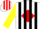Silk - White, red diamond, black stripes on yellow sleeves