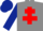 Silk - Grey, Red cross of Lorraine, dark blue sleeves and cap