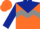 Silk - Orange, dark blue yoke, grey chevron hoop, dark blue sleeves