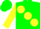 Silk - Green, yellow large spots, yellow sleeves, green chevron, green cap