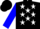 Silk - Black, blue lightning bolt, white stars on blue sleeves, black cap