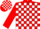 Silk - Red and white blocks, white circled 'g', red sleeves