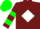 Silk - Burgundy, white diamond, green bars on sleeves, green cap