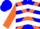 Silk - Blue, orange cross sashes, white chevrons on orange sleeves, blue cap