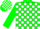 Silk - Green & white blocks, white 'pvs' on green sleeves