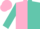 Silk - Pink and turquoise diagonal halves, opposing pink and turquoise sleeves, pink cap