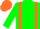 Silk - Green, orange braces, orange hoops on green sleeves, orange cap