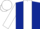 Silk - Dark blue, white stripe, white arms, dark blue hooped, white cap, dark blue striped