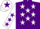 Silk - Purple body, white stars, white arms, purple stars, white cap, purple star