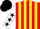 Silk - Red and Yellow stripes, White sleeves, Black stars, Black cap
