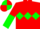Silk - Red body, green triple diamond, red arms, green halved, red cap, green quartered
