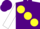 Silk - PURPLE, large yellow spots, white sleeves, purple cap