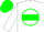 Silk - White, green 'h' in circle frame on green hoop, green 'h' in circle frame on white sleeves, green cap