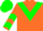 Silk - Burnt orange, green triangular panel, green chevrons on sleeves, green cap