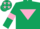 Silk - Dark green, pink inverted triangle, dark green sleeves, pink armlets, white cap, pink stars