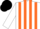 Silk - white and orange stripes, black cap