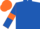Silk - royal blue, orange armlets on sleeves, orange cap