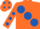 Silk - Orange, Royal Blue large spots, royal blue spots on sleeves and cap