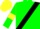 Silk - Green, black sash, black armlets on yellow sleeves, yellow cap