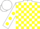 Silk - White, yellow blocks, yellow spots on sleeves, white cap