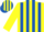 Silk - YELLOW & ROYAL BLUE STRIPES, yellow sleeves, striped cap