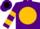 Silk - Purple, black kangaroo on gold ball, gold hoops on sleeves