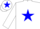 Silk - White, blue star, white sleeves, blue bars, white cap, blue star