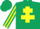 Silk - Dark Green, Yellow Cross of Lorraine, striped sleeves