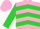 Silk - Pink, lime green 'h', lime green chevrons and cuffs on sleeves