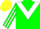 Silk - Green, white chevron, green sleeves, white stripes,yellow cap